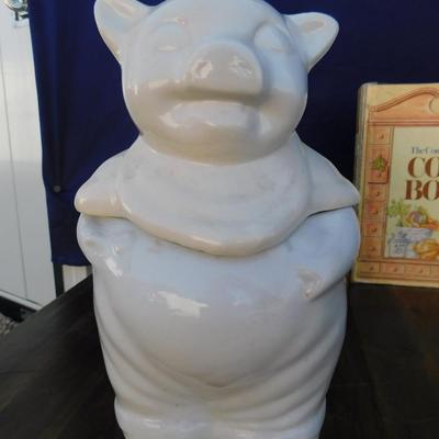 BLAST FROM THE PAST WITH ALL VINTAGE ITEMS, COOKIE JAR, LOG CABIN, HERSHEYS, TEDDY AND COOKBOOK