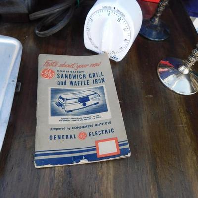 NEAT OLD GENERAL ELECTRIC WAFFLE/GRILL WITH ORIGINAL PAPERWORK AND MORE