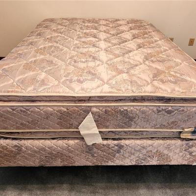 Lot #79 Double/Full Mattress/Box Spring Set on Frame - Clean