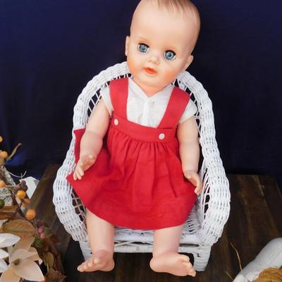 VINTAGE DOLLY'S IN RED AND ACCESSORIZING ITEMS OF DECOR