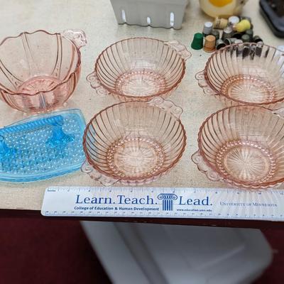 Anchor Hocking Old Cafe Pink Depression Glass, etc