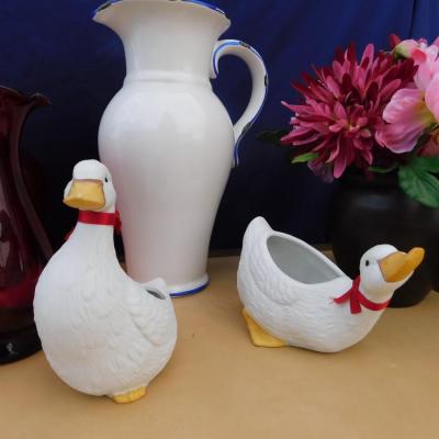 BEAUTIFUL CRANBERRY VASES, CUTE AVON DUCK PLANTERS & MORE