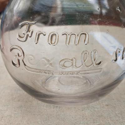 Rare 'From The Rexall Store' Embossed Glass Advertising Bowl and Lid