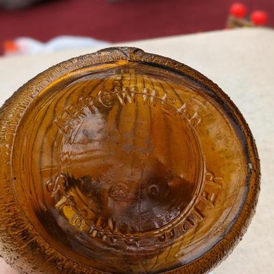 RARE Amber Arrowhead Spring Water Indian Chief Refrigerator Bottle
