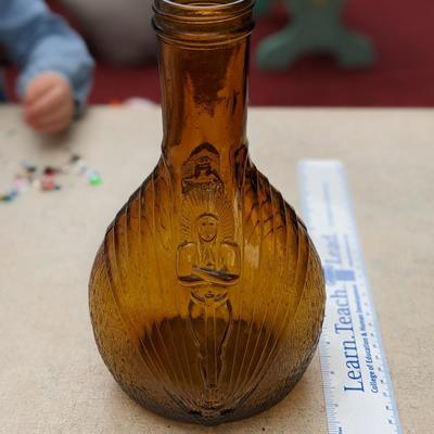 RARE Amber Arrowhead Spring Water Indian Chief Refrigerator Bottle