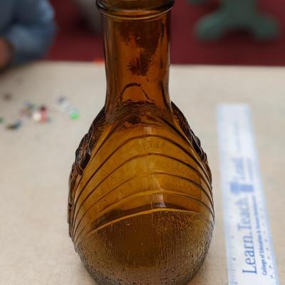 RARE Amber Arrowhead Spring Water Indian Chief Refrigerator Bottle