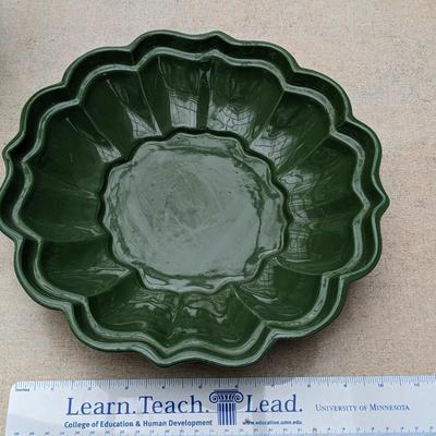 Vintage Red Wing Pottery M-1568 Serving Bowl Green 11" Candy Dish Ceramic
