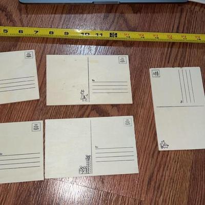 lot of 6 vintage wooden santa christmas gift cards
