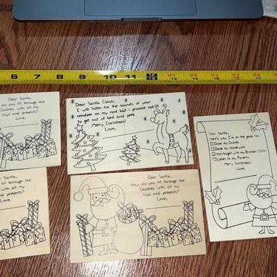 lot of 6 vintage wooden santa christmas gift cards
