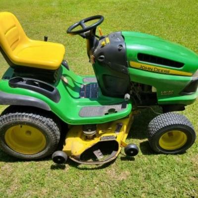 John Deere model LA130 riding lawnmower, 21 HP gross, 48" cut