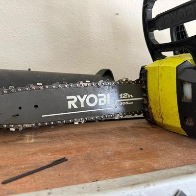 Ryobi hedge trimmer, chainsaw and blower with charger