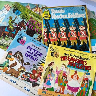 Vintage Walt Disney - Disney Land Record and Book Lot