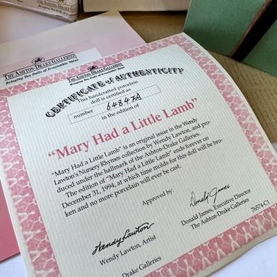 Ashton Drake Galleries "Mary Had a Little Lamb" Doll