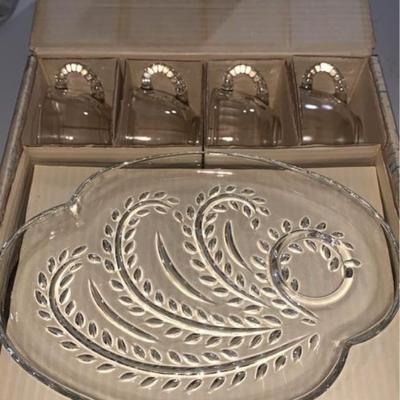 1950 Vintage Federal glass homestead snack set