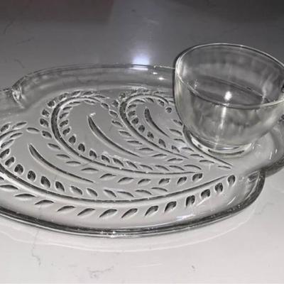 1950 Vintage Federal glass homestead snack set