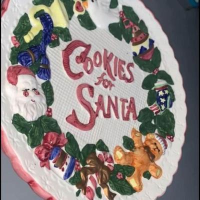 Cookies for Santa decor plate 1997 vintage w org box