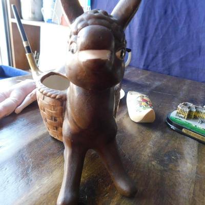 COOL VINTAGE DONKEY PLANTER WITH ITEMS FROM AROUND THE WORLD & MORE