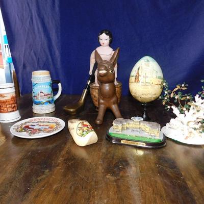 COOL VINTAGE DONKEY PLANTER WITH ITEMS FROM AROUND THE WORLD & MORE