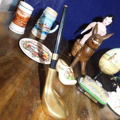 COOL VINTAGE DONKEY PLANTER WITH ITEMS FROM AROUND THE WORLD & MORE