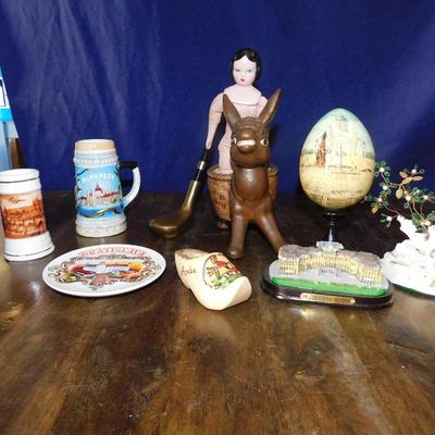 COOL VINTAGE DONKEY PLANTER WITH ITEMS FROM AROUND THE WORLD & MORE