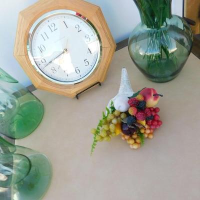 VINTAGE GREEN GLASSWARE AND HOME DECOR