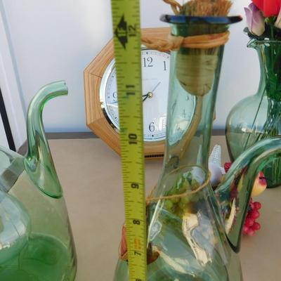 VINTAGE GREEN GLASSWARE AND HOME DECOR