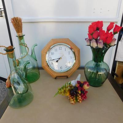 VINTAGE GREEN GLASSWARE AND HOME DECOR