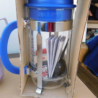 NIB COFFEE PRESS, VINTAGE COFFEE CUPS, ICE CREAM COMMODES, ITALIAN DISH