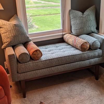 Custom Upholstered Bench with Pillows