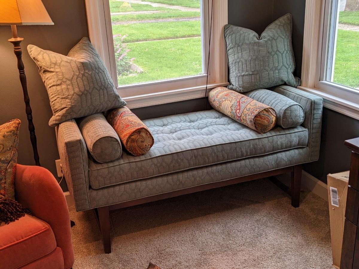 Custom Upholstered Bench with Pillows