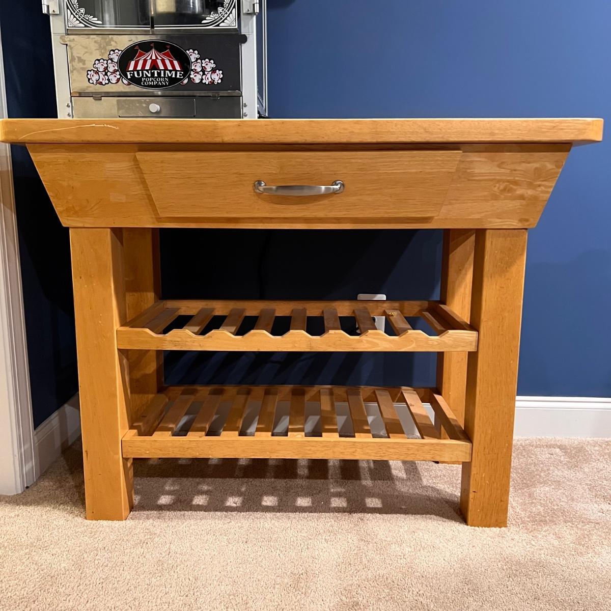 Wooden Wine Rack Island Table Granite Top