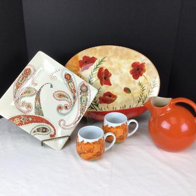 290 Floral Decor Lot with Red Wing Pottery Pitcher