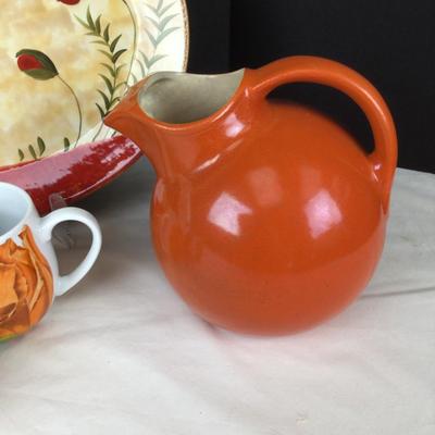 290 Floral Decor Lot with Red Wing Pottery Pitcher