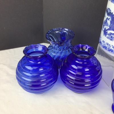 300 Williams Sonoma Utensil Holder & Cobalt Blue Glass