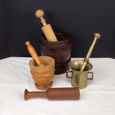 308 Antique Brass/Bronze Mortar and Pestle Lot