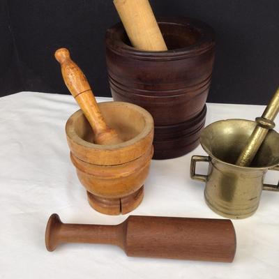 308 Antique Brass/Bronze Mortar and Pestle Lot