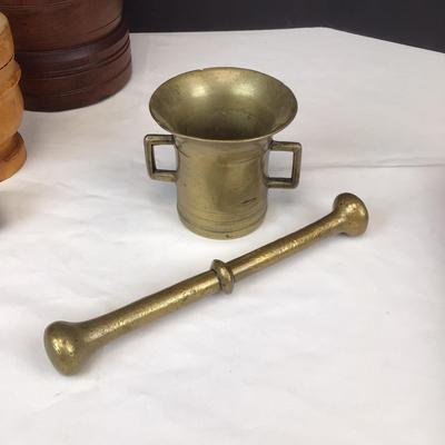 308 Antique Brass/Bronze Mortar and Pestle Lot