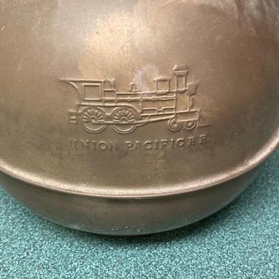 Vntage Union Pacific Railroad Brass Spittoon