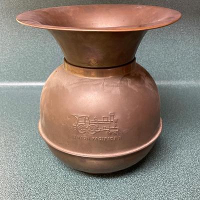 Vntage Union Pacific Railroad Brass Spittoon
