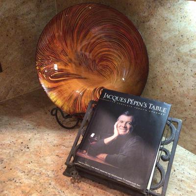 408 Jacques Pepinâ€™s Table & Large Decorative Plate
