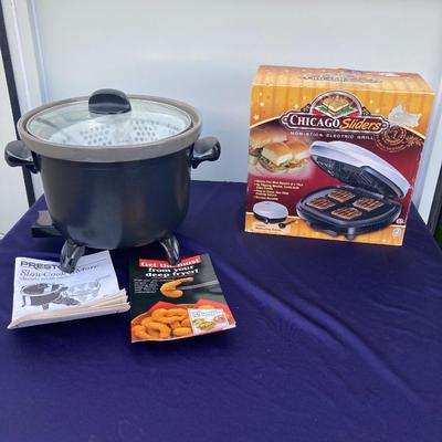NIB CHICAGO SLIDER ELECTRIC GRILL AND PRESTO MULTI-FUNCTION COOKER