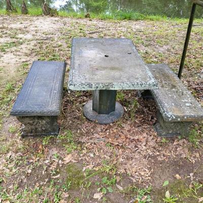 Cement garden table and benches