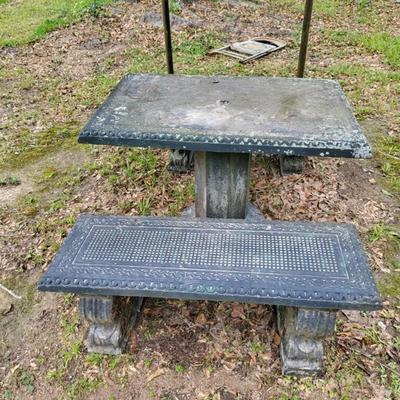 Cement garden table and benches