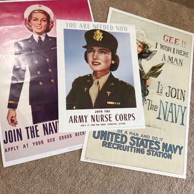 2 Reproduction Vintage Women in Military Service Posters