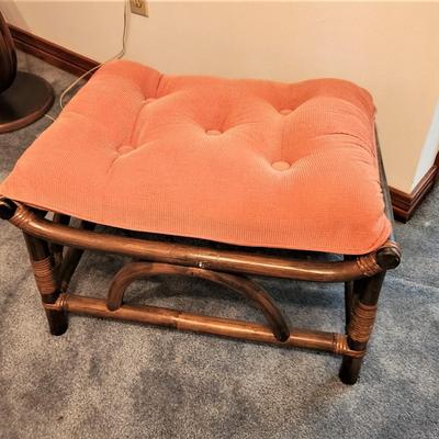 Lot #91  Mid Century Clarke Casual Furniture Co Bamboo/Rattan Stool
