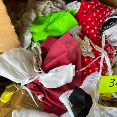 Box of dolls & Doll clothes