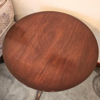 Lot #92  Vintage Drum Table - tripod legs