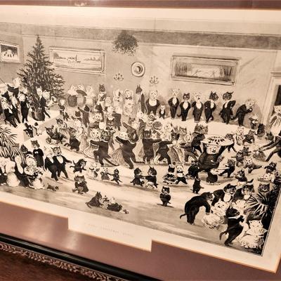 Lot #93  A Cat's Christmas Dance - Black/white print