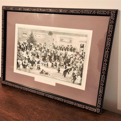 Lot #93  A Cat's Christmas Dance - Black/white print