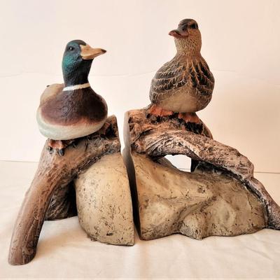 Lot #95  Pair of Mallard Bookends - Signed